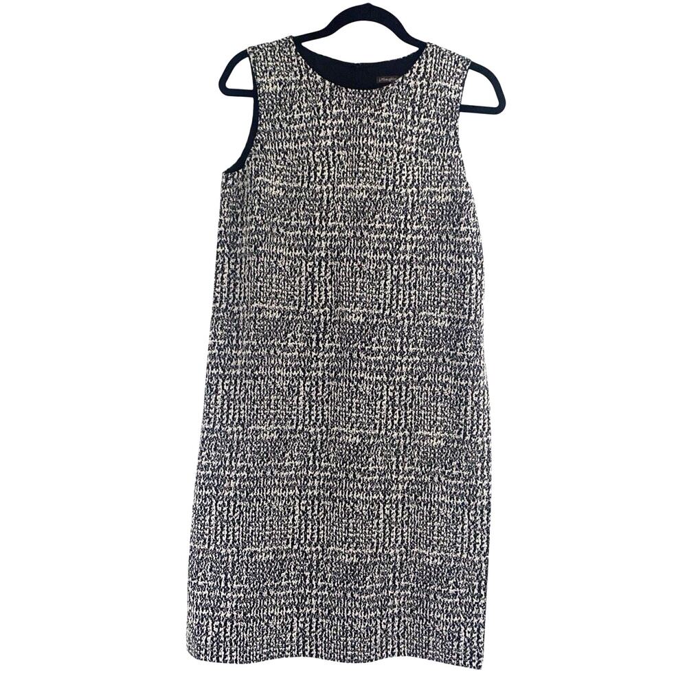 J McLaughlin Textured Shift Dress Size S Black White Sleeveless Preppy Career